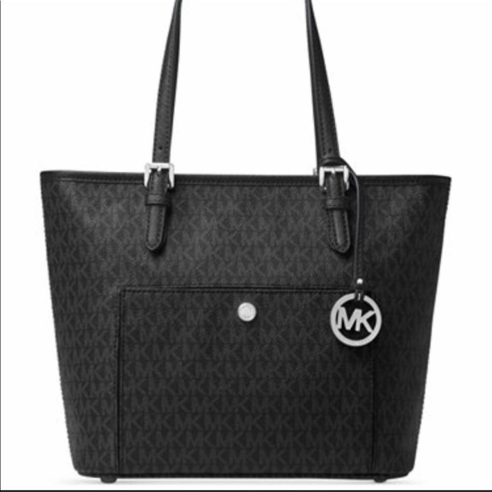 MICHAEL KORS MK jet set zip top snap pocket Tote